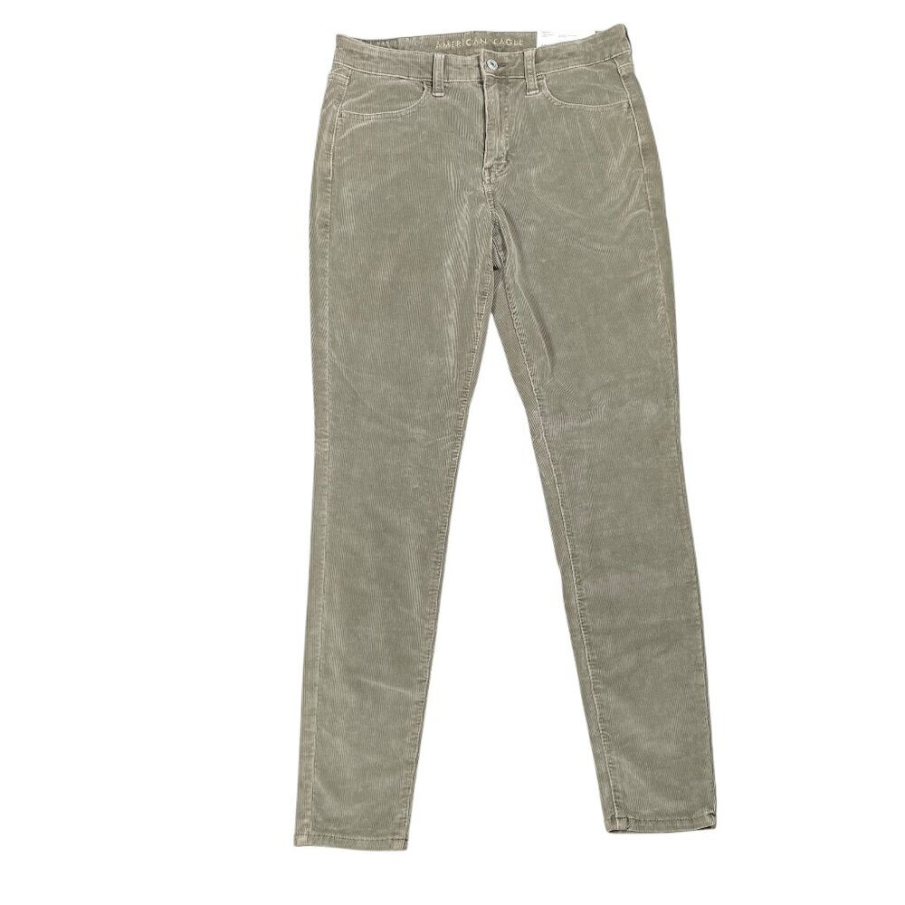 American Eagle Women's Green Stretch Hi Rise Corduroy Jeggings 10 30x28.5
